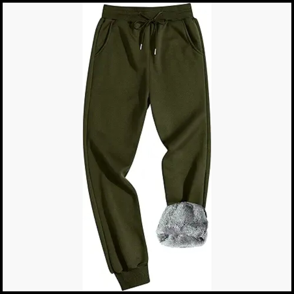 Men's Winter Fleece Joggers Sherpa Lined Sweatpants Warm Thick Track Pants